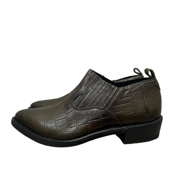 Frye Billy Shootie Rosemary Green Western Ankle Boots 7 - Picture 2 of 7